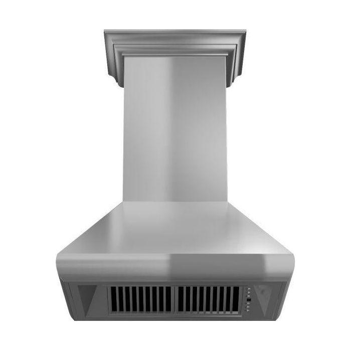 ZLINE 30 in. Professional Convertible Vent Wall Mount Range Hood in Stainless Steel with Crown Molding, 587CRN-30