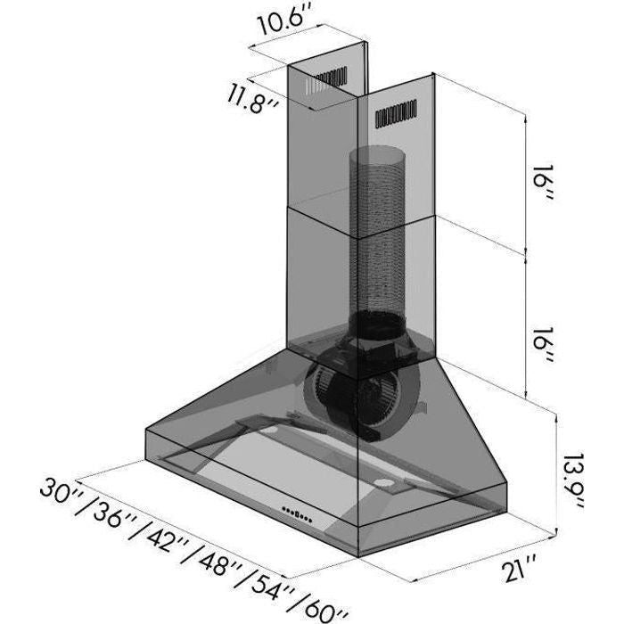 ZLINE 30 in. Professional Convertible Vent Wall Mount Range Hood in Stainless Steel with Crown Molding, 597CRN-30