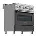 ZLINE 30 in. Professional Dual Fuel Range with Gas Burner and Electric Oven In DuraSnow Stainless with Black Matte Door RAS-BLM-30