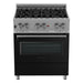 ZLINE 30 in. Professional Dual Fuel Range with Gas Burner and Electric Oven In DuraSnow Stainless with Black Matte Door RAS-BLM-30