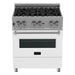 ZLINE 30 in. Professional Dual Fuel Range with Gas Burner and Electric Oven In DuraSnow Stainless with White Matte Door RAS-WM-30