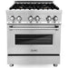 ZLINE 30 in. Professional Dual Fuel Range with Gas Burner and Electric Oven In Stainless Steel and Brass Burners RA-BR-30