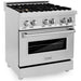 ZLINE 30 in. Professional Dual Fuel Range with Gas Burner and Electric Oven In Stainless Steel and Brass Burners RA-BR-30