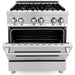 ZLINE 30 in. Professional Dual Fuel Range with Gas Burner and Electric Oven In Stainless Steel and Brass Burners RA-BR-30