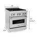 ZLINE 30 in. Professional Dual Fuel Range with Gas Burner and Electric Oven In Stainless Steel and Brass Burners RA-BR-30