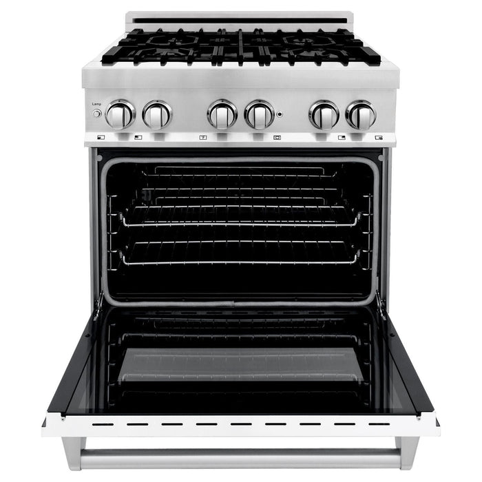 ZLINE 30 in. Professional Dual Fuel Range with Gas Burner and Electric Oven In Stainless Steel with White Matte Door RA-WM-30