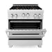 ZLINE 30 in. Professional Dual Fuel Range with Gas Burner and Gas Oven In DuraSnow Stainless with Brass Burners RGS-SN-BR-30