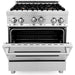 ZLINE 30 in. Professional Dual Fuel Range with Gas Burner and Gas Oven In Stainless Steel with Brass Burners RG-BR-30