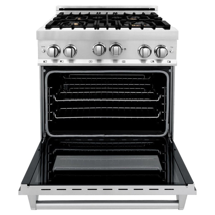 ZLINE 30 in. Professional Dual Fuel Range with Gas Burner and Gas Oven In Stainless Steel with Brass Burners RG-BR-30