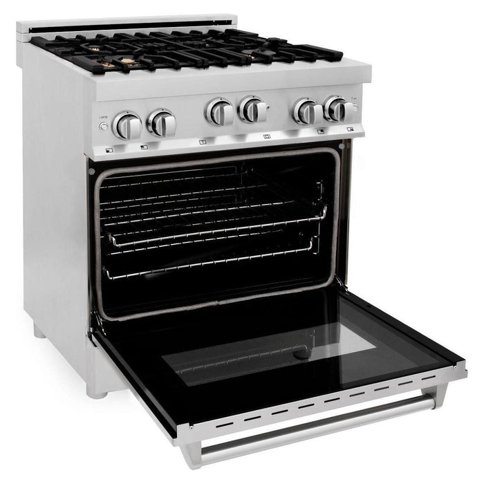 ZLINE 30 in. Professional Dual Fuel Range with Gas Burner and Gas Oven In Stainless Steel with Brass Burners RG-BR-30