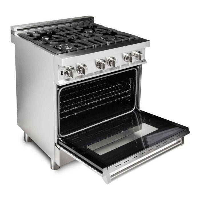 ZLINE 30 in. Professional Dual Fuel Range with Gas Stove and Electric Oven In Stainless Steel RA30