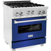 ZLINE 30 in. Professional Gas on Gas Range In DuraSnow Stainless Steel with Blue Matte Door RGS-BM-30