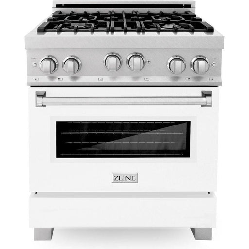 ZLINE 30 in. Professional Gas on Gas Range In DuraSnow Stainless Steel with White Matte Door RGS-WM-30