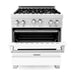 ZLINE 30 in. Professional Gas on Gas Range In DuraSnow Stainless Steel with White Matte Door RGS-WM-30