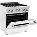 ZLINE 30 in. Professional Gas on Gas Range In DuraSnow Stainless Steel with White Matte Door RGS-WM-30