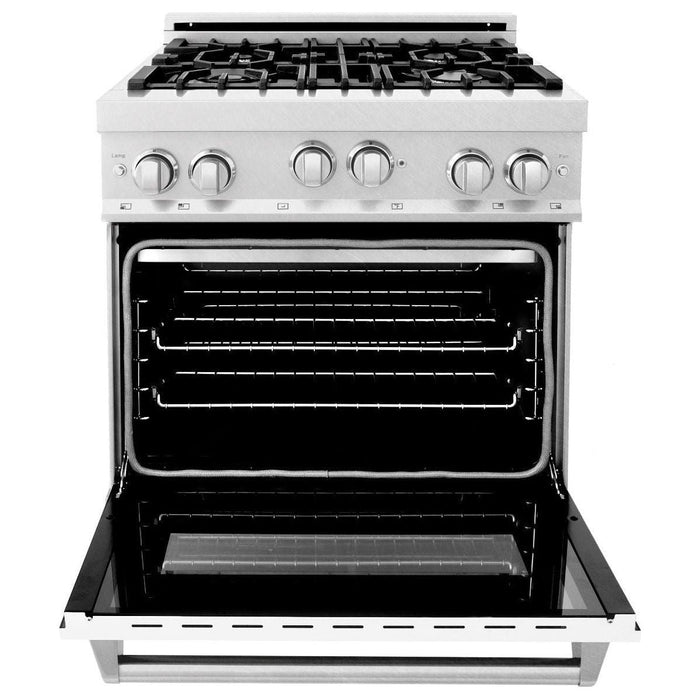 ZLINE 30 in. Professional Gas on Gas Range In DuraSnow Stainless Steel with White Matte Door RGS-WM-30