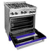 ZLINE 30 in. Professional Gas on Gas Range In Stainless Steel with Blue Matte Door RG-BM-30