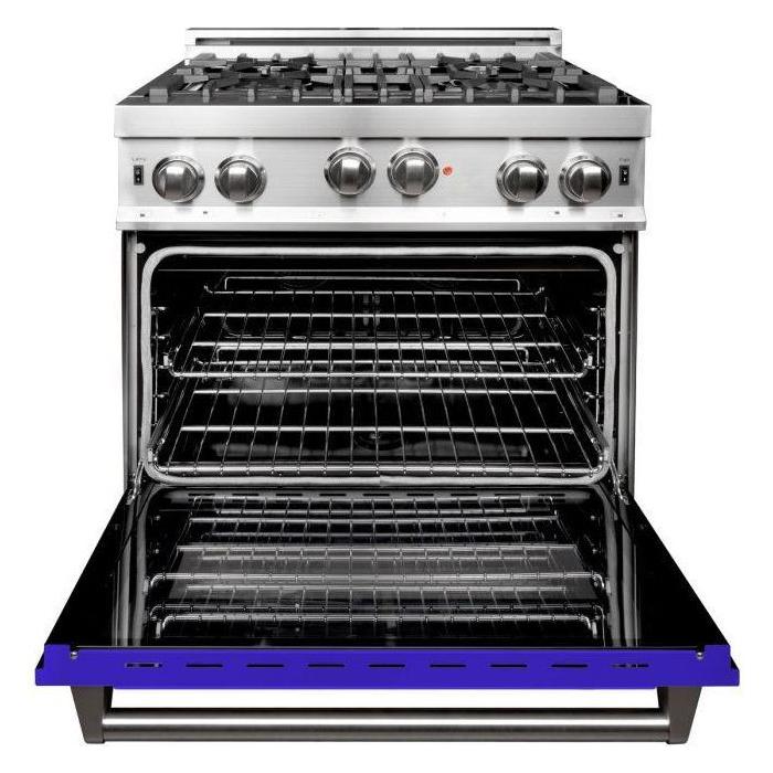 ZLINE 30 in. Professional Gas on Gas Range In Stainless Steel with Blue Matte Door RG-BM-30