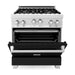 ZLINE 30 in. Professional Gas Range In DuraSnow Stainless Steel with Black Matte Door RGS-BLM-30