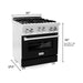 ZLINE 30 in. Professional Gas Range In DuraSnow Stainless Steel with Black Matte Door RGS-BLM-30