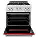 ZLINE 30 in. Professional Gas Range In DuraSnow Stainless Steel with Red Gloss Door RGS-RG-30