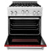 ZLINE 30 in. Professional Gas Range In DuraSnow Stainless Steel with Red Matte Door RGS-RM-30