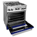 ZLINE 30 in. Professional Gas Range In Stainless Steel with Blue Gloss Door RG-BG-30