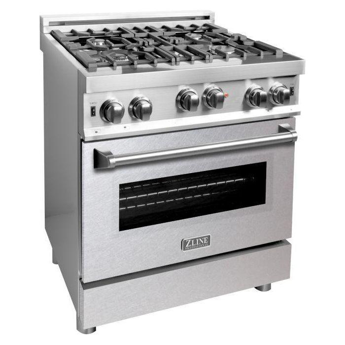 ZLINE 30 in. Professional Gas Range In Stainless Steel with DuraSnow Stainless Door RG-SN-30