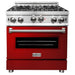 ZLINE 30 in. Professional Gas Range In Stainless Steel with Red Gloss Door RG-RG-30