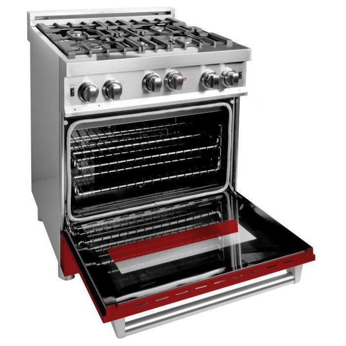 ZLINE 30 in. Professional Gas Range In Stainless Steel with Red Gloss Door RG-RG-30