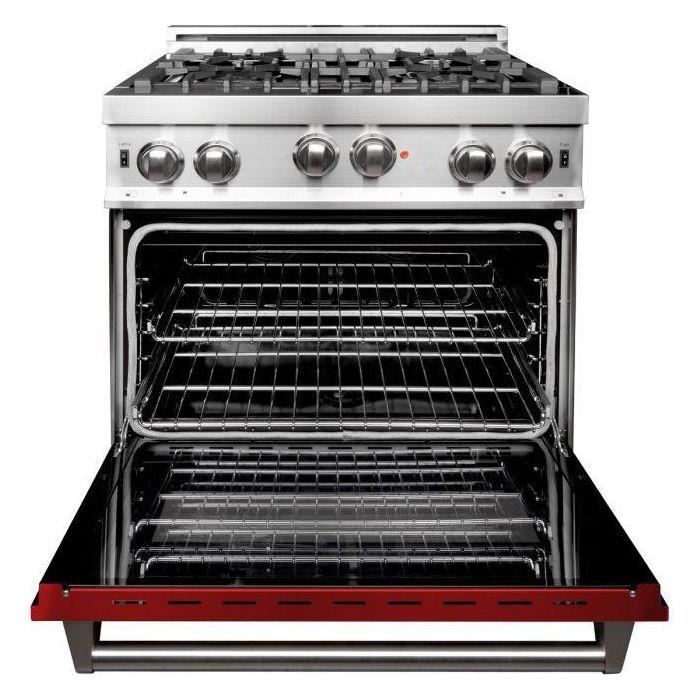 ZLINE 30 in. Professional Gas Range In Stainless Steel with Red Gloss Door RG-RG-30