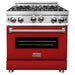 ZLINE 30 in. Professional Gas Range In Stainless Steel with Red Matte Door RG-RM-30