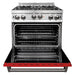 ZLINE 30 in. Professional Gas Range In Stainless Steel with Red Matte Door RG-RM-30