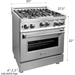 ZLINE 30 in. Professional Gas Range In Stainless Steel with Red Matte Door RG-RM-30