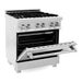 ZLINE 30 in. Professional Range with Gas Burner and Electric Oven In DuraSnow Stainless with Brass Burners RAS-SN-BR-30