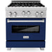 ZLINE 30 in. Professional Range with Gas Burner and Gas Oven In DuraSnow Stainless with Blue Gloss Door RGS-BG-30