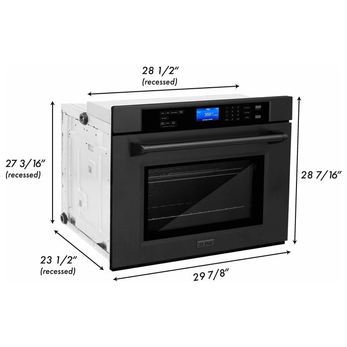 ZLINE 30 in. Professional Single Wall Oven In Black Stainless Steel with Self-Cleaning AWS-BS-30