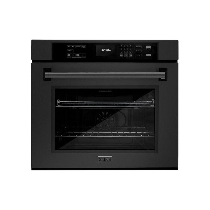 ZLINE 30 in. Professional True Convection Single Wall Oven with Air Fry and Self Clean in Black Stainless Steel WASB-30