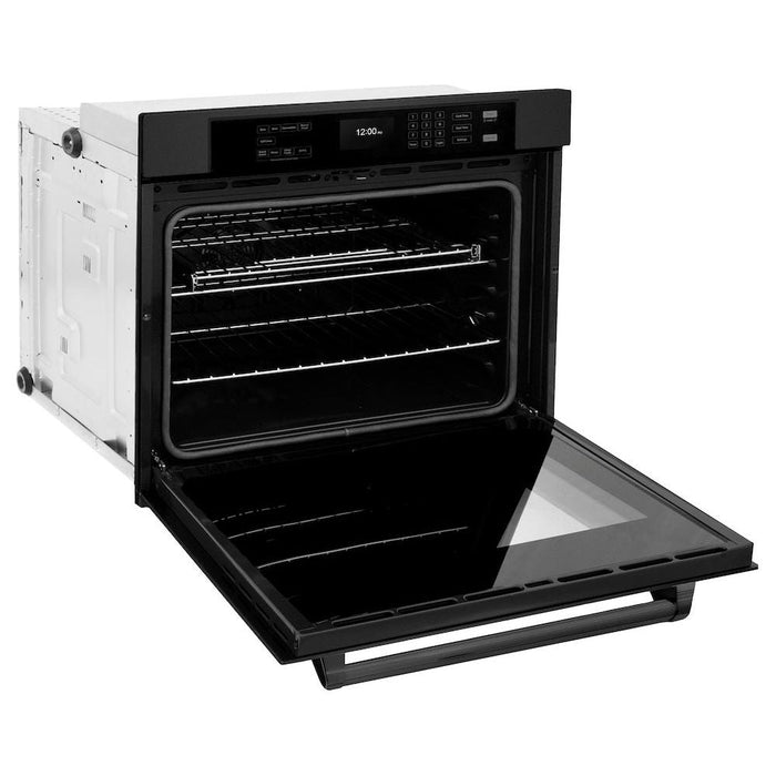 ZLINE 30 in. Professional True Convection Single Wall Oven with Air Fry and Self Clean in Black Stainless Steel WASB-30