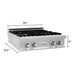 ZLINE 30 in. Rangetop in DuraSnow® Stainless Steel with 4 Gas Brass Burners, RTS-BR-30