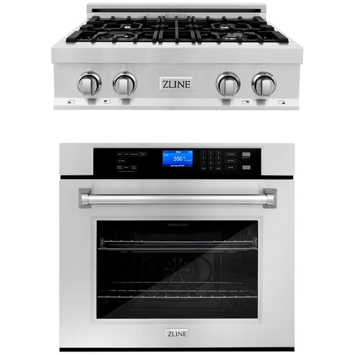 ZLINE 30 in. Self-Cleaning Wall Oven and 30 in. Rangetop Appliance Package 2KP-RT30-AWS30