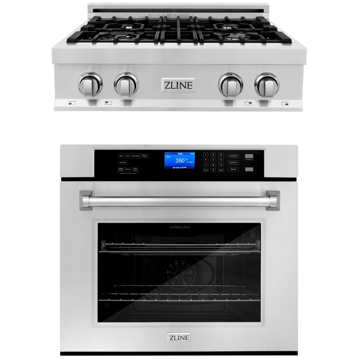 ZLINE 30 in. Self-Cleaning Wall Oven and 30 in. Rangetop Appliance Package 2KP-RT30-AWS30