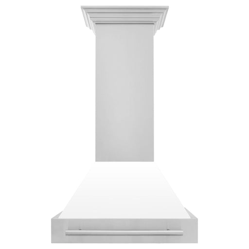 ZLINE 30 In. Stainless Steel Range Hood with White Matte Shell 8654STX-WM-30