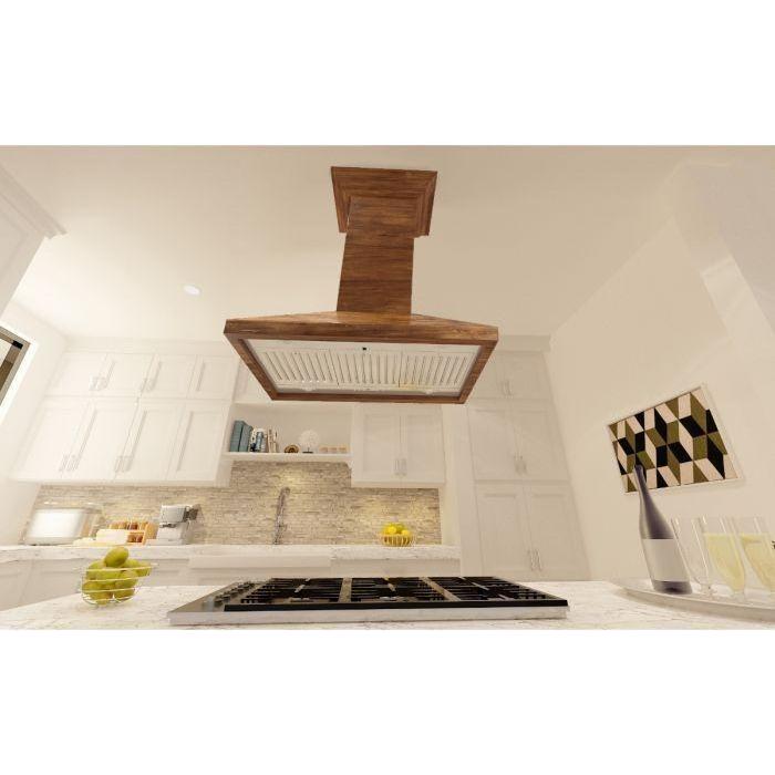 ZLINE 30 in. Wooden Island Range Hood with Crown Molding KBiRR-30