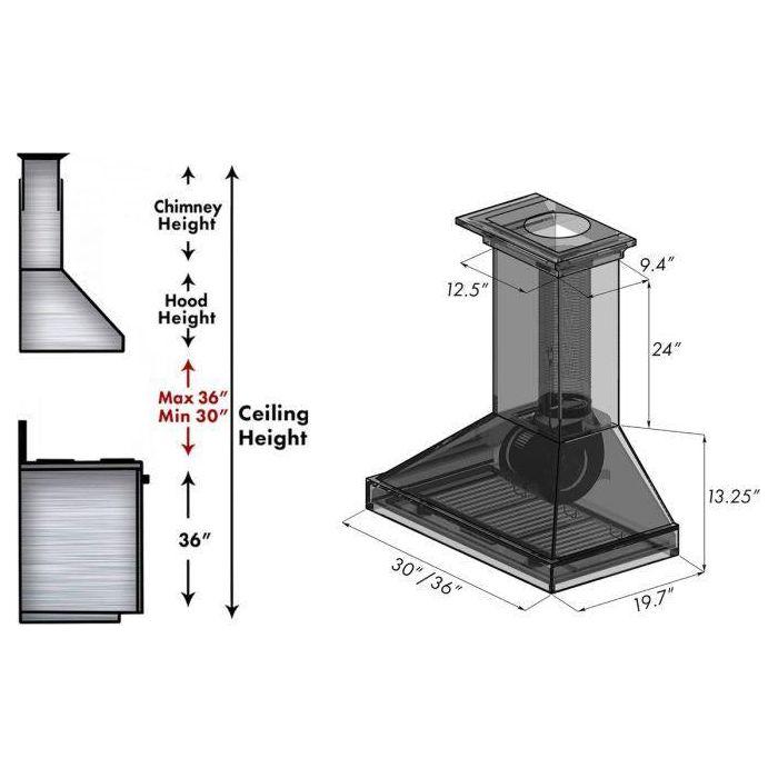 ZLINE 30 in. Wooden Wall Mount Range Hood in White, KBTT-30