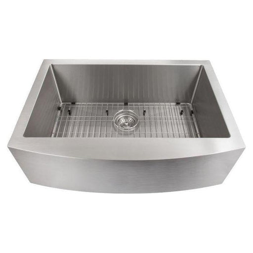 ZLINE 30 in. Zermatt Farmhouse Apron Mount Single Bowl Stainless Steel Kitchen Sink with Bottom Grid, SAS-30