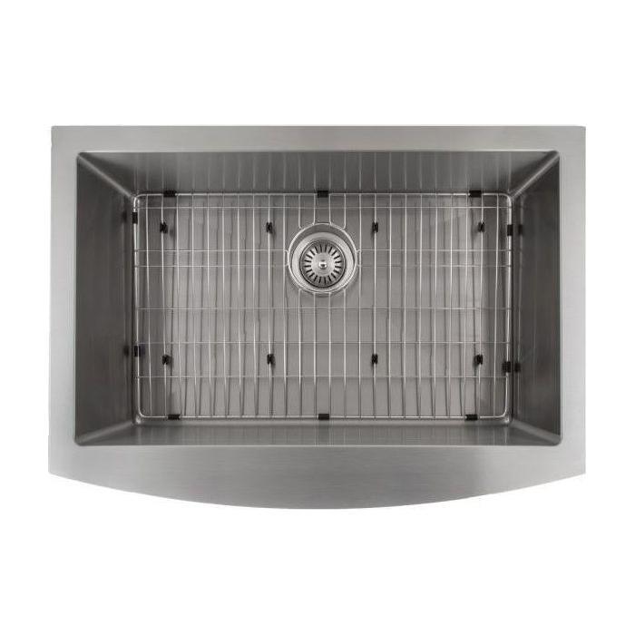 ZLINE 30 in. Zermatt Farmhouse Apron Mount Single Bowl Stainless Steel Kitchen Sink with Bottom Grid, SAS-30