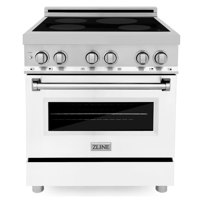 ZLINE 30 Inch 4.0 cu. ft. Induction Range with a 4 Element Stove and Electric Oven in White Matte, RAIND-WM-30