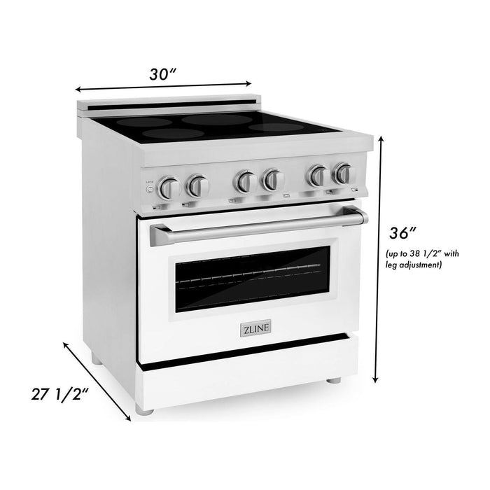 ZLINE 30 Inch 4.0 cu. ft. Induction Range with a 4 Element Stove and Electric Oven in White Matte, RAIND-WM-30