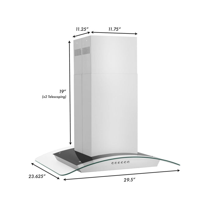 ZLINE 30 Inch Alpine Series Convertible Island Mount Range Hood In Stainless Steel ALP70IS-30